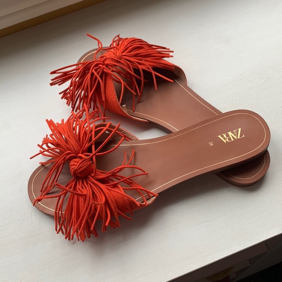 Zara Shoes - Zara flats. Burnt orange suede tassels.
